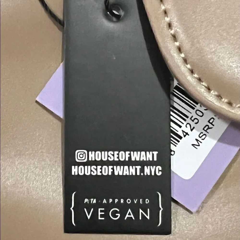 House of Want Taupe Snack Top Handle Satchel Vegan Leather NWD